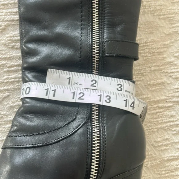 Adrienne Vittadini Black Leather Boots with Buckle Accents - Picture 15 of 15